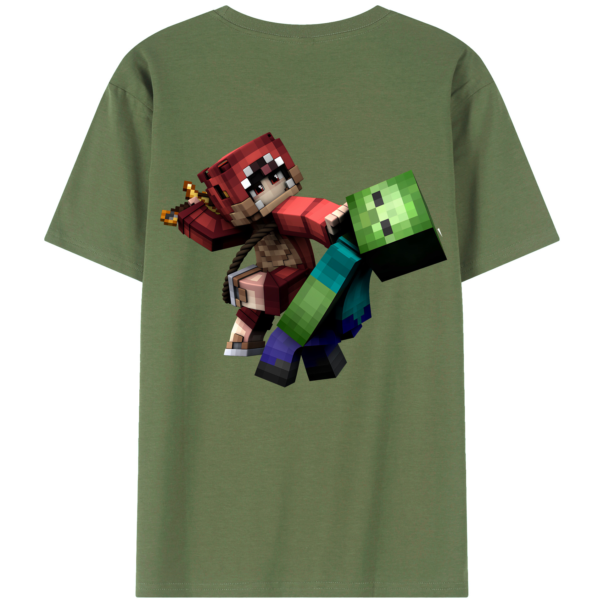 （画像用） マインクラフト ブロックの世界 Minecraft MC Block world 綿100％ メンズ半袖Tシャツ（バックプリント） 通気性